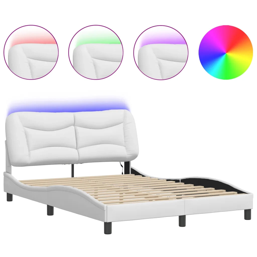 Giroletto con LED senza Materasso-Struttura Letto Hvar Bianco 140x190 cm