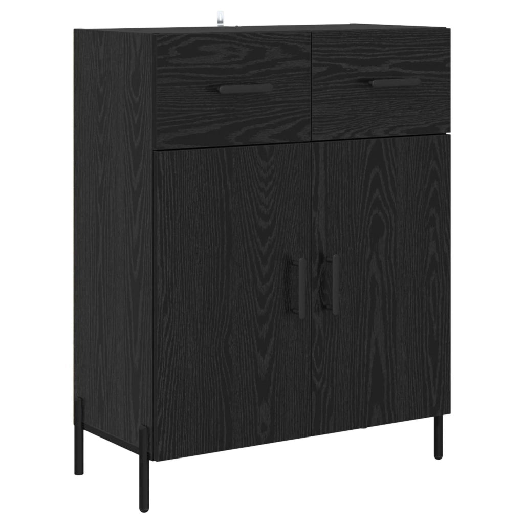 Credenza | Madia | Buffet da pranzo | Armadio da pranzo Rovere Nero 69,5 x 34 x 180 cm Legno multistrato