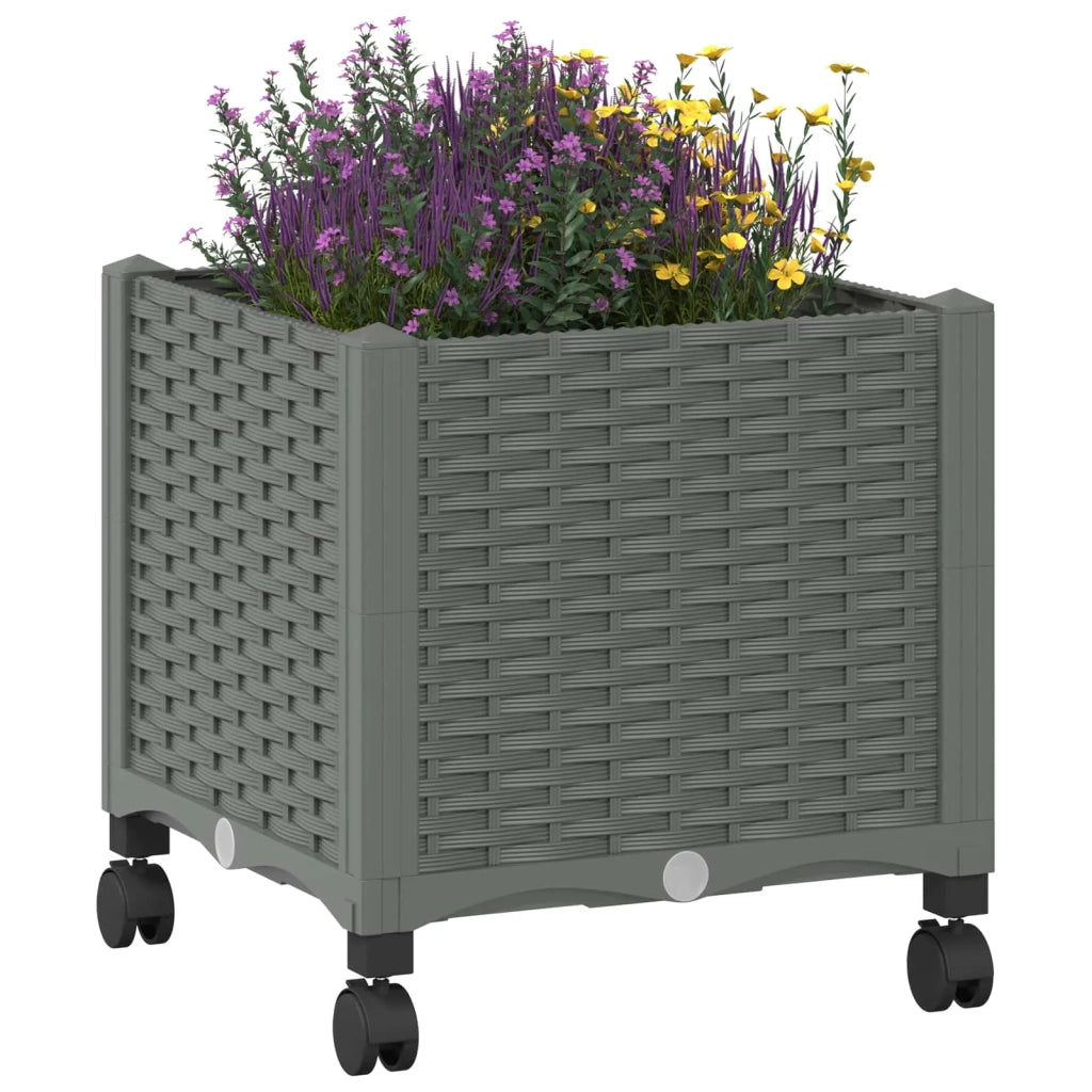 Vaso da Giardino con Ruote Grigio Chiaro 40 x 40 x 48 cm PP 3422912