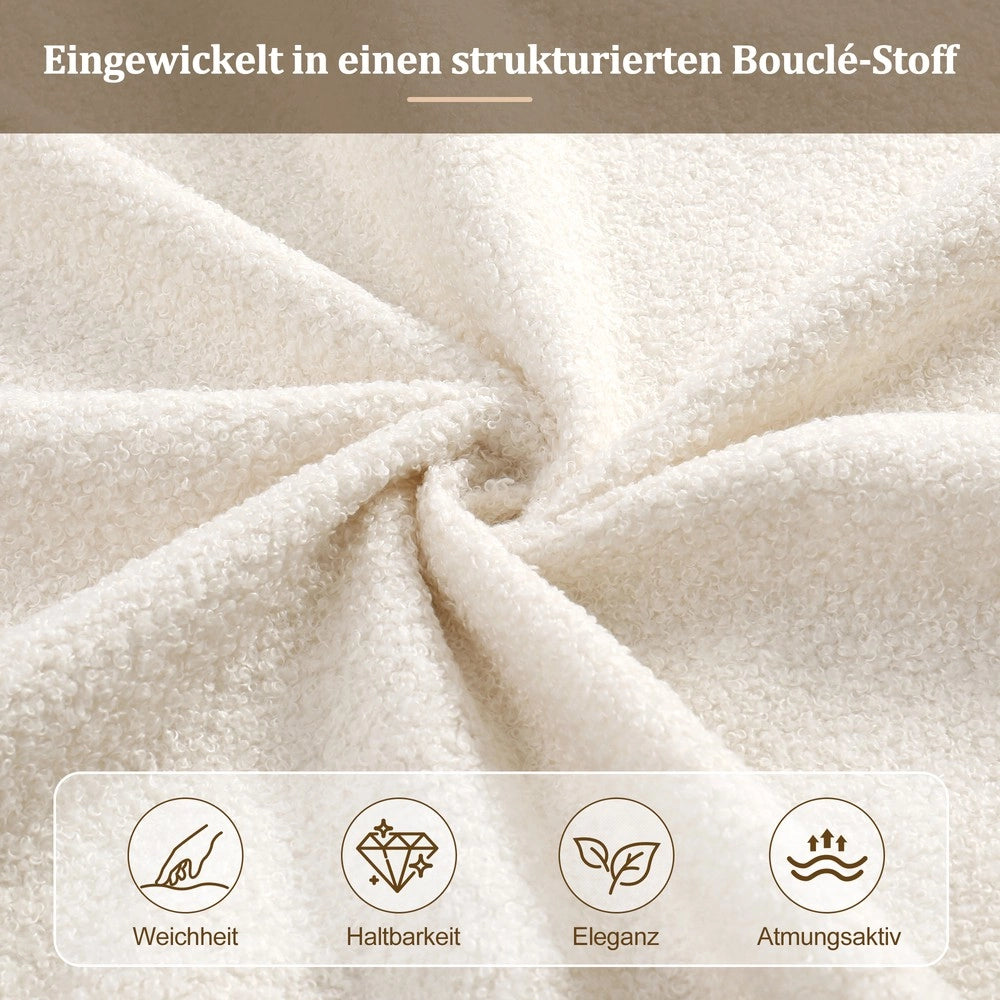 Letto Singolo Imbottito Contenitore con Testiera 90x200 ¨C Xylo ¨C Beige Boucl¨¦