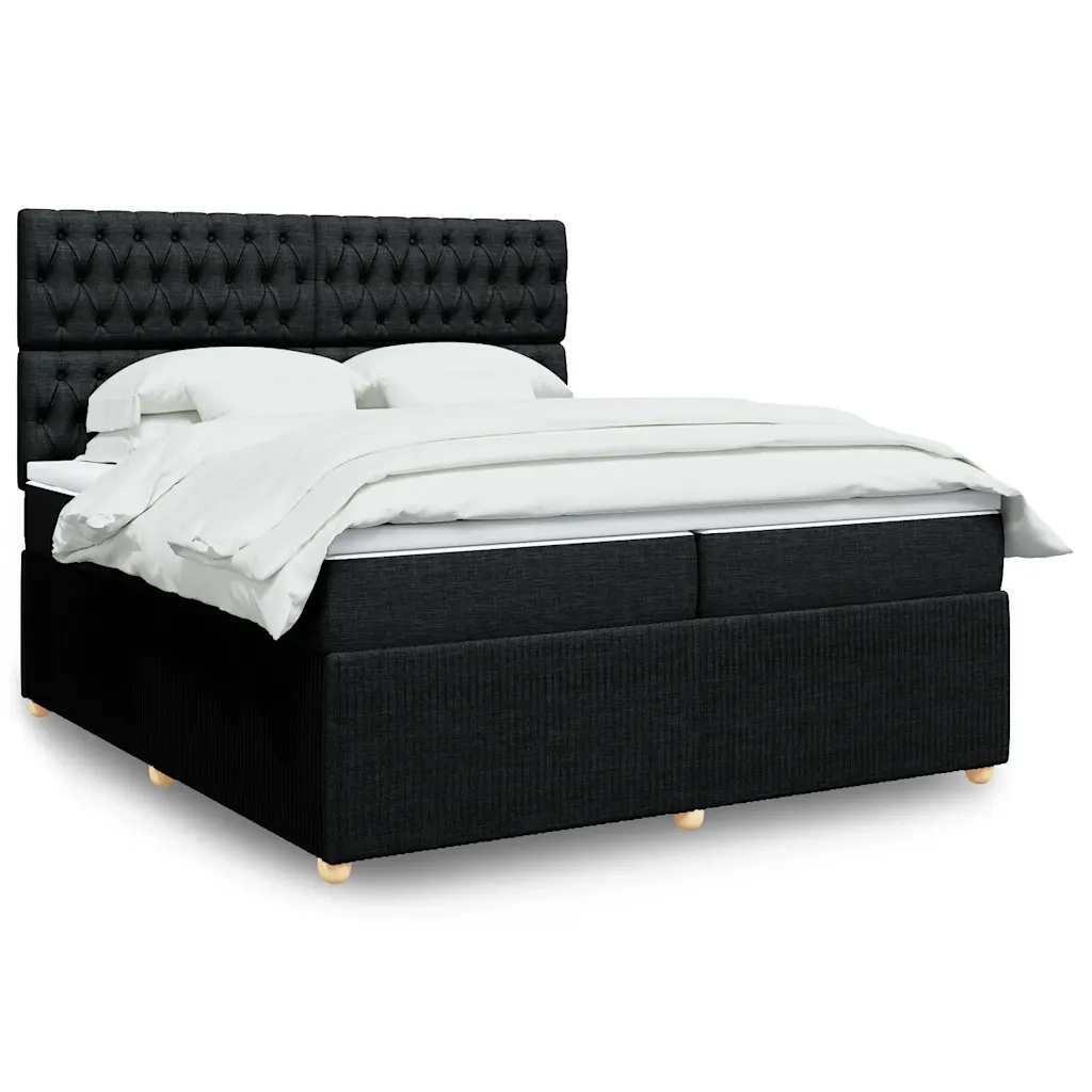 vidaXL Giroletto a Molle con Materasso Nero 200x200 cm in Tessuto