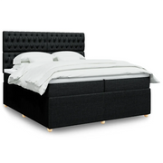vidaXL Giroletto a Molle con Materasso Nero 200x200 cm in Tessuto