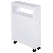 Mobiletto da Bagno 2 Cassetti Salvaspazio con 4 Ruote Legno 16x52x71.5cm Bianco