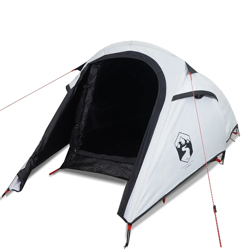 Tenda Campeggio a Tunnel 3 Persone Bianca Tessuto Impermeabile 94603