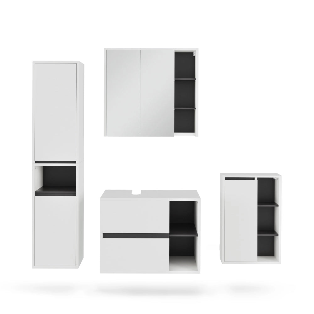 Vicco Set di mobili da bagno Bianco/Grigio 4 parti
