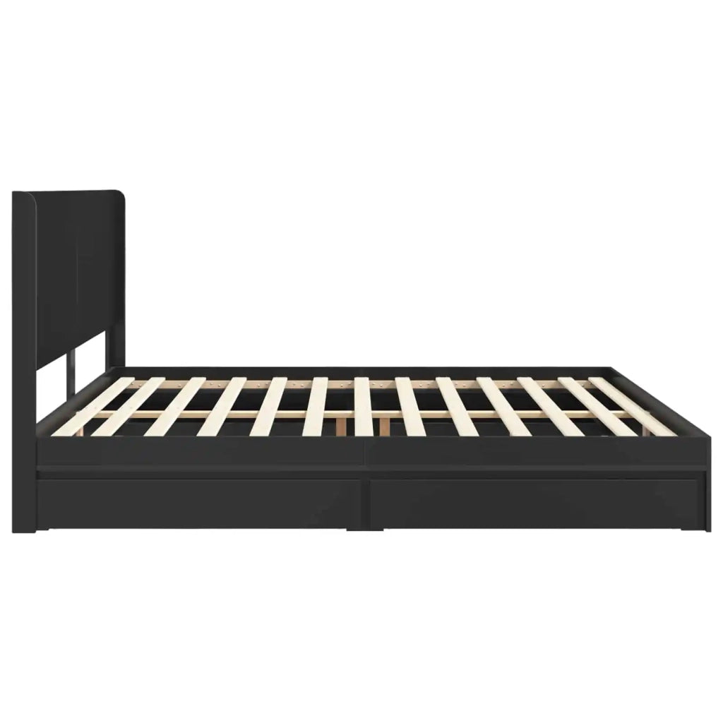 Struttura del letto con stoccaggio e testata Nero 200 x 200 cm