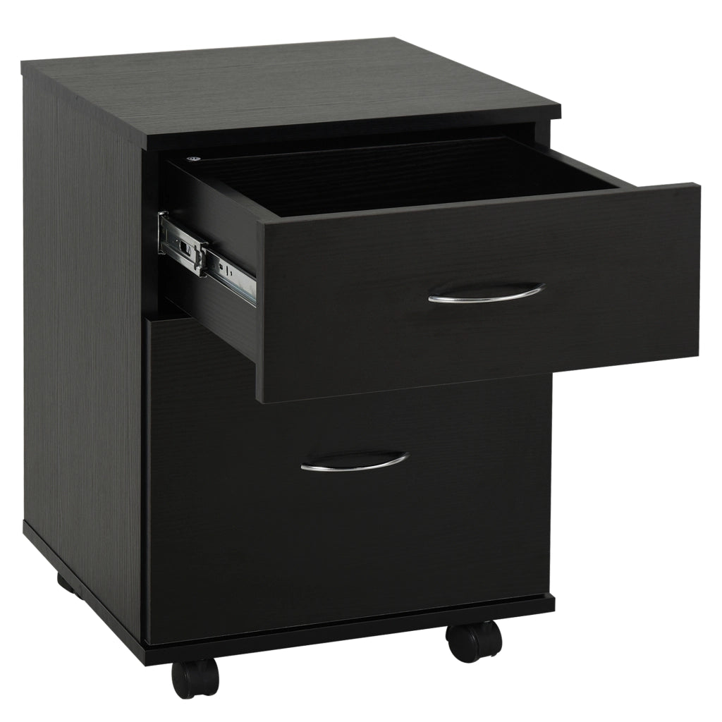 Cassettiera con Ruote ¨C Minimal ¨C Legno Nero, 2 Cassetti