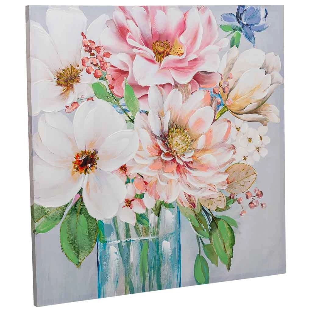 Quadro dipinto a mano con rilievo multicolore 80x80x3h cm