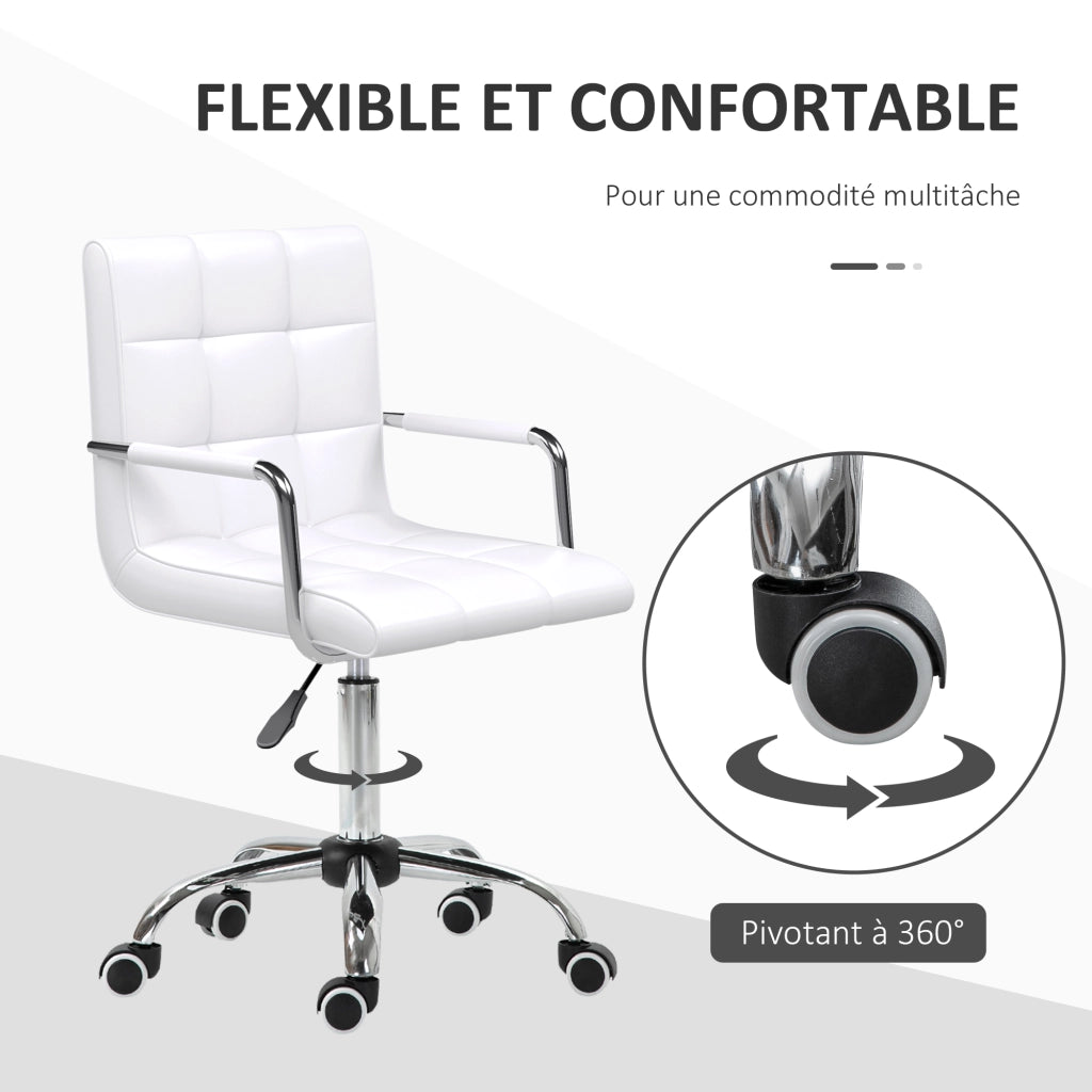 Poltrona da ufficio ¨C Zephmum ¨C Pivotante, Altezza regolabile, Imbottita, Colore bianco