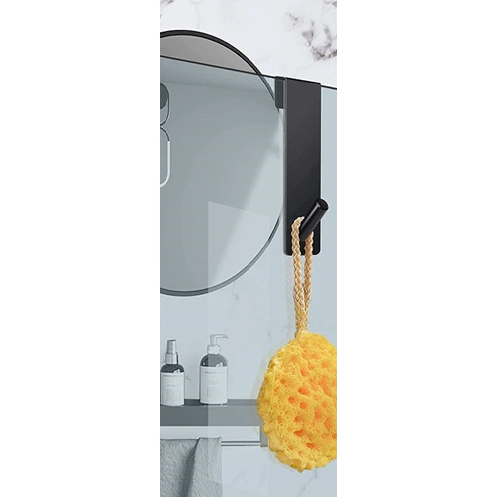 Trade Shop - Gancio Per Box Doccia Appendi Asciugamano Accappatoio Bagno 4x13.5 Cm Nero 87769 -