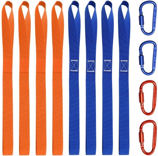 8 assi di fissaggio, lacci nylon 2,5 cm × 40,5 cm con 4 assi di chiusura a vite, lacci a doppia corda, lacci morbidi con cinturino di regolazione, capacità di carico 1000 kg per motocicletta, auto, camper