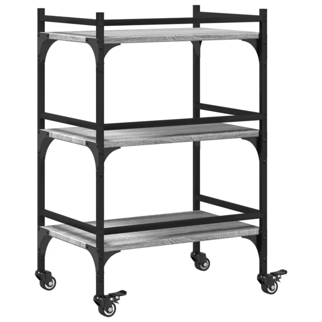 Carrello da Cucina-Scaffale per Cucina Grigio Sonoma 50x35x75,5cm Legno Multistrato