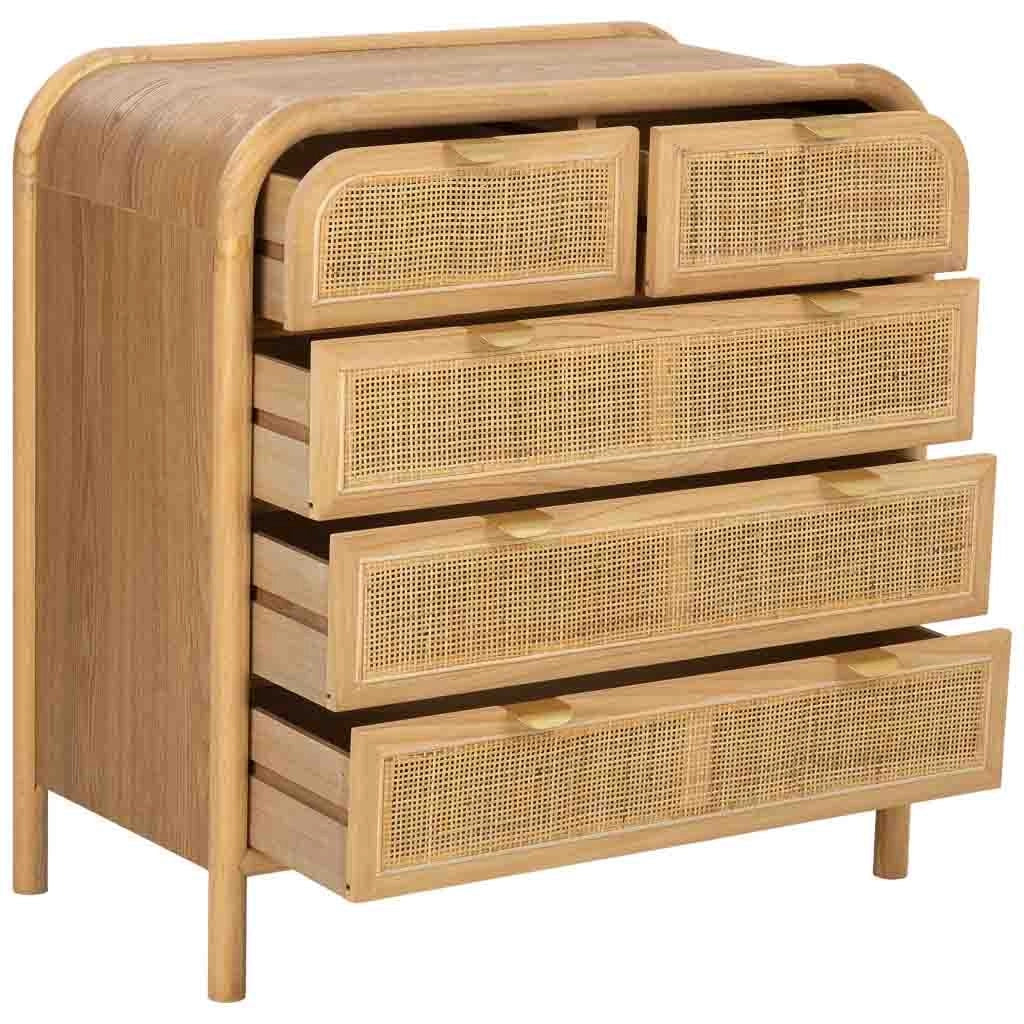 Cassettone in legno e rattan marrone 80x40x81h cm