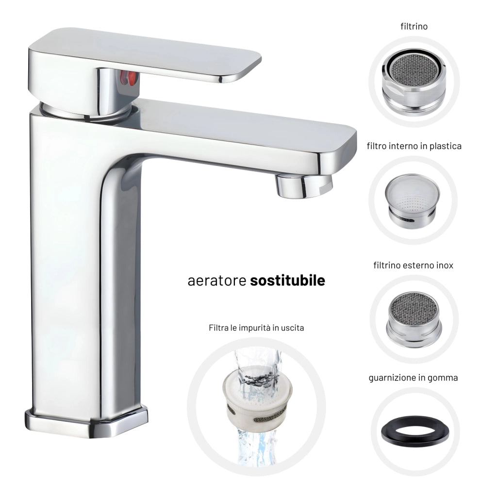 Miscelatore rubinetto lavabo appoggio bocca alta francia cromato bagno casa ogomondo *** confezione 1
