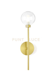 DOM APPLIQUE A PARETE 1 LUCE  VETRO TRASPARENTE CICLINDRO SATINATO MONTATURA ORO ATTACCO G9