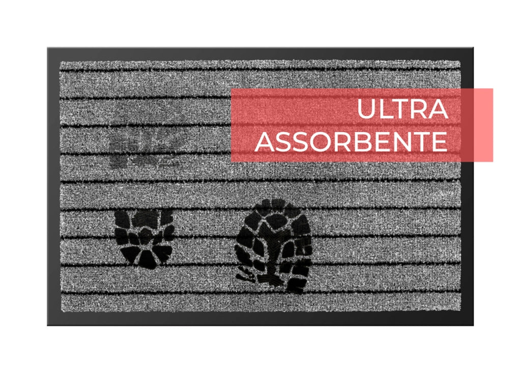 Tappeto Zerbino Entrata Ingresso Casa Esterno Interno Antiscivolo Asciugapassi Alaska - 40x60 - Grigio