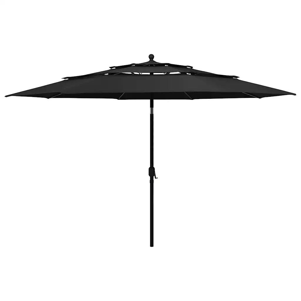 Ombrellone a 3 Livelli con Palo in Alluminio Nero 3,5 m cod mxl 15640