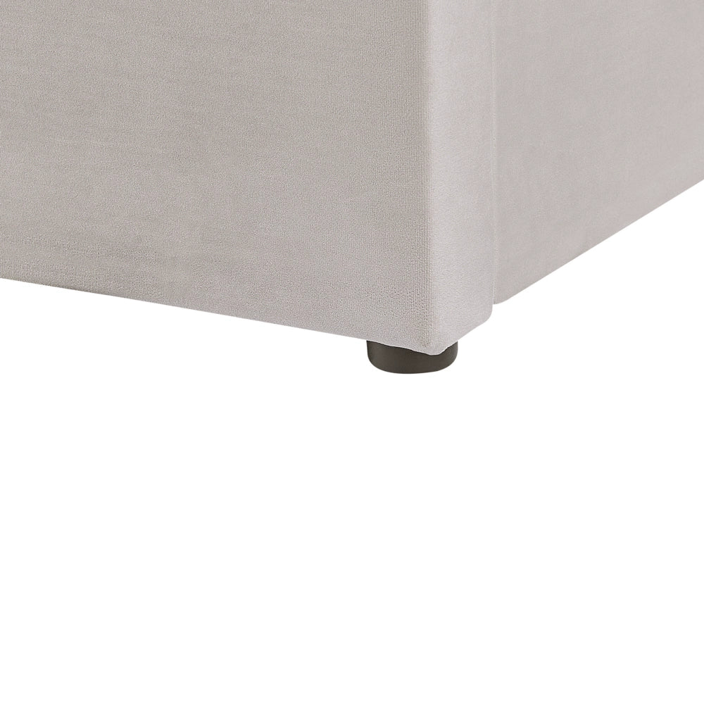 Letto contenitore velluto grigio chiaro e argento 160 x 200 cm glamour elegante