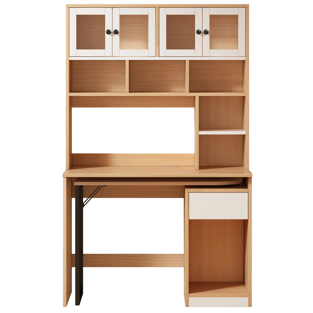 Scrivania con Libreria Integrata ¨C MINIMAL ¨C Bianco/Rovere, 180 cm