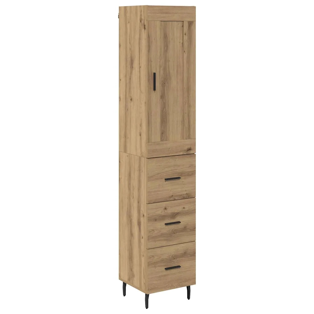 Credenza | Madia | Buffet da pranzo | Armadio da pranzo con cassetto Rovere artigianale 34,5 x 34 x 180 cm