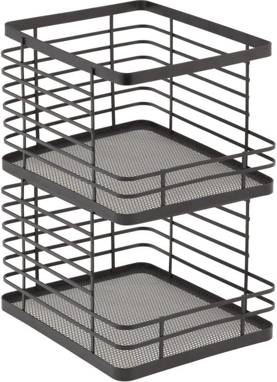 Set di 2 contenitori in metallo per frutta e verdura con apertura frontale per facilitare l'accesso - colore grigio scuro