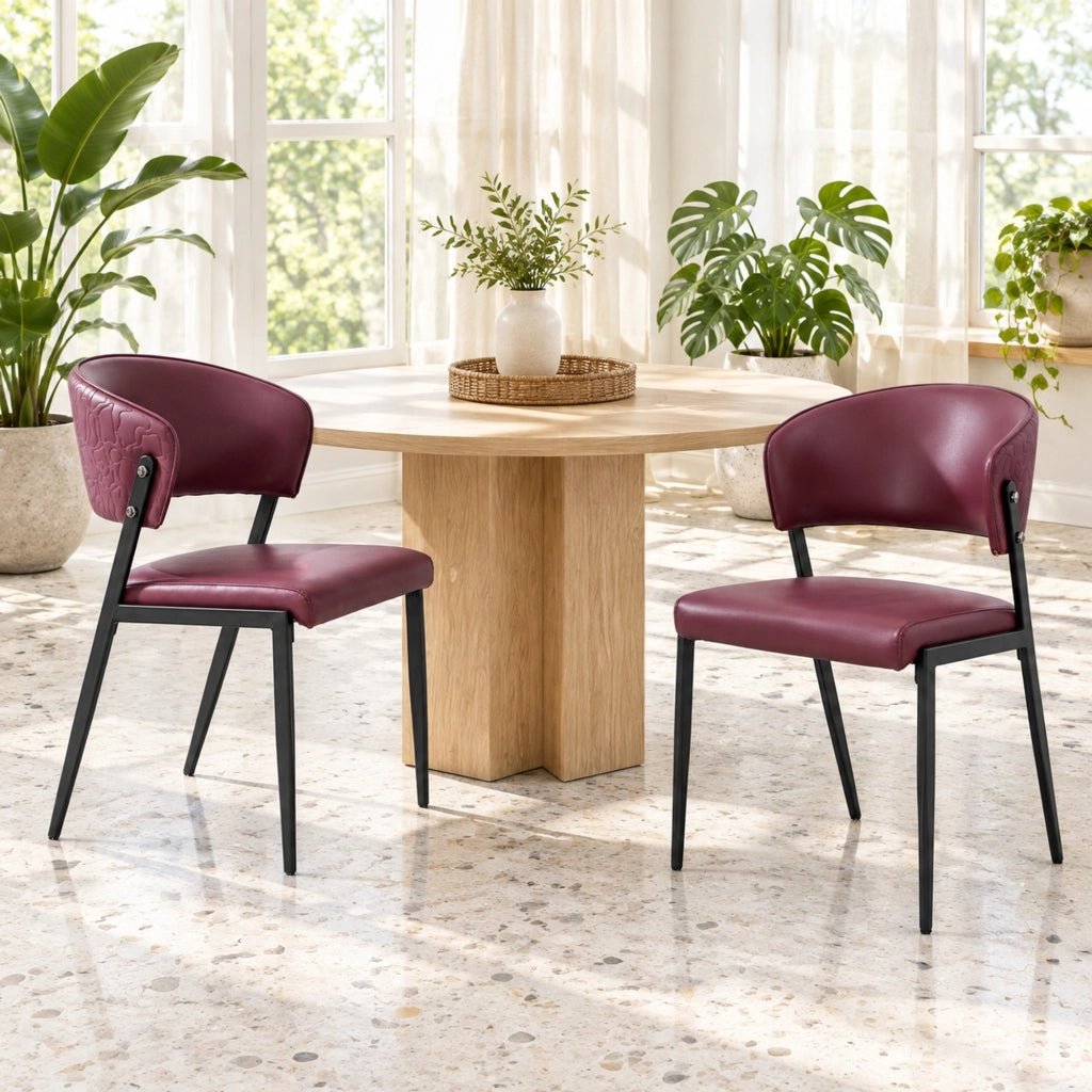 Set 2 sedie da pranzo 78 cm rosse in similpelle e metallo per cucina moderna