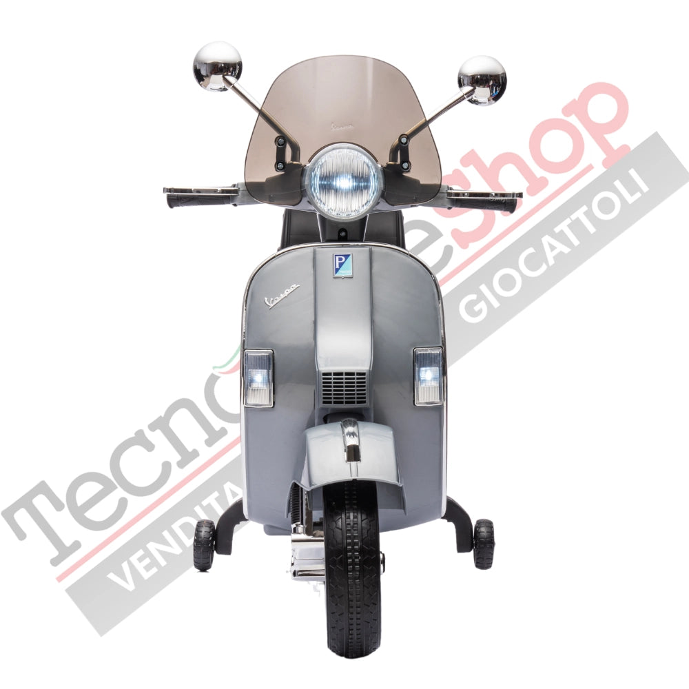 Moto Scooter Elettrico per Bambini Piaggio VESPA PX150 FULL con Parabrezza e Bauletto 12V-Grigio