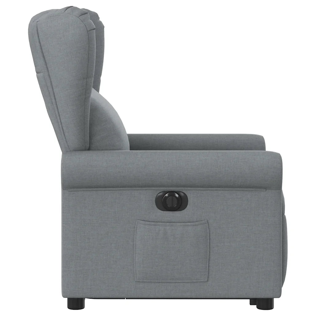 Poltrona | Sedia Relax Reclinante Alzapersona Elettrica Grigio Chiaro Tessuto