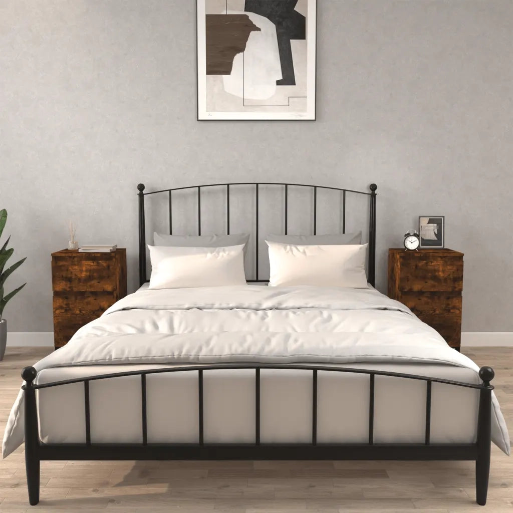 Set di 2 Comodini | Armadio da Notte | Mobiletto da notte Rovere Fumo 40x35x70 cm