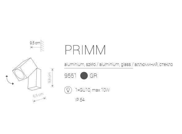 Nowodvorski PRIMM applique esterna grafite alluminio IP54 GU10