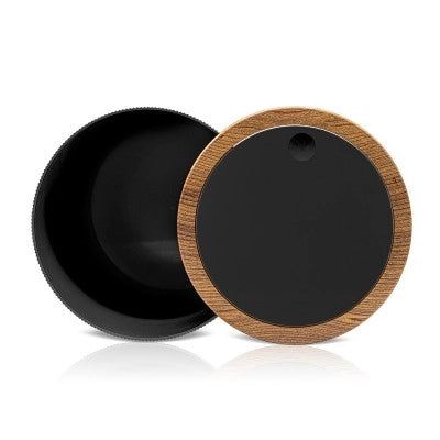 Pattumiera 5lt Nero coperchio basculante dettagli effetto legno Blob