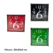 Trade Shop - Orologio Da Parete Quarzo Muro Quadrato Colorato Casa Arredamento 20 X 20 X 5 Cm -