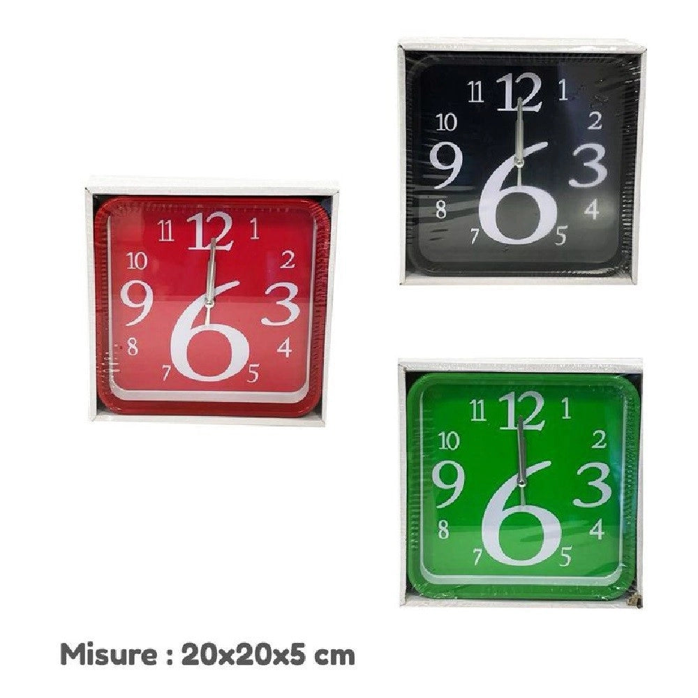 Trade Shop - Orologio Da Parete Quarzo Muro Quadrato Colorato Casa Arredamento 20 X 20 X 5 Cm -