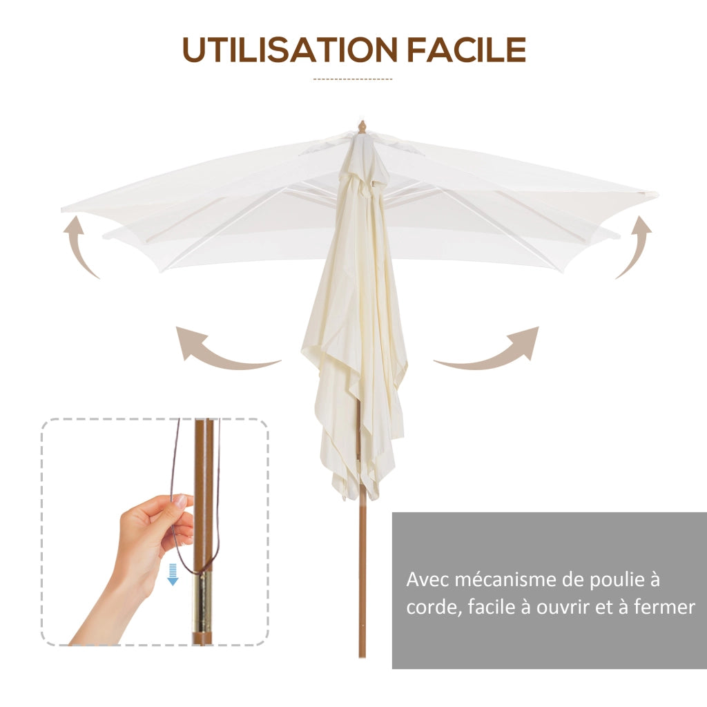 Parasole da giardino rettangolare doppio tetto ¨C zephmum ¨C crema 3x2 m
