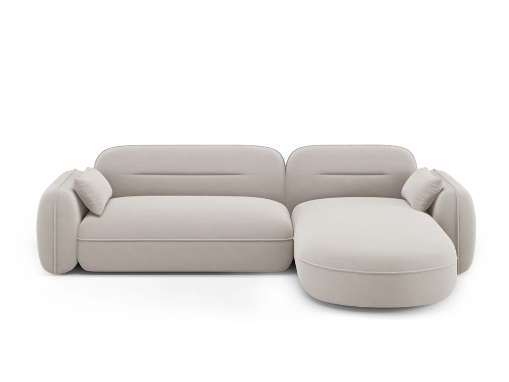 Cosmopolitan Design - Divano angolare modulare destro "Sydney" 4 posti in velluto beige chiaro 