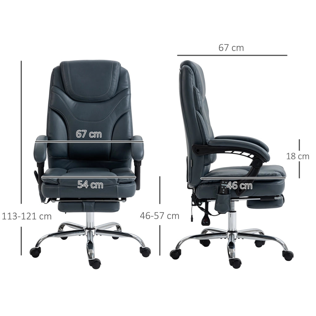 Sedia Operativa da Ufficio Massaggiante e Riscaldante 67x67x113-121 cm Grigio