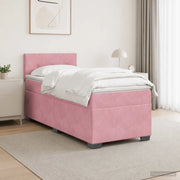Letto box spring con materasso Rosa 100 x 200 cm Velluto 3450661