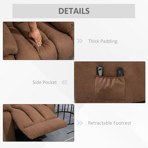 Poltrona Alzapersona Elettrica Massaggiante 91x93x103 cm in Tessuto Marrone