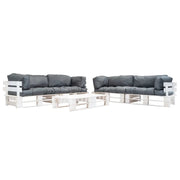 Set Divani da Giardino Pallet 6 pz con Cuscini Grigi in Legno cod mxl 49884