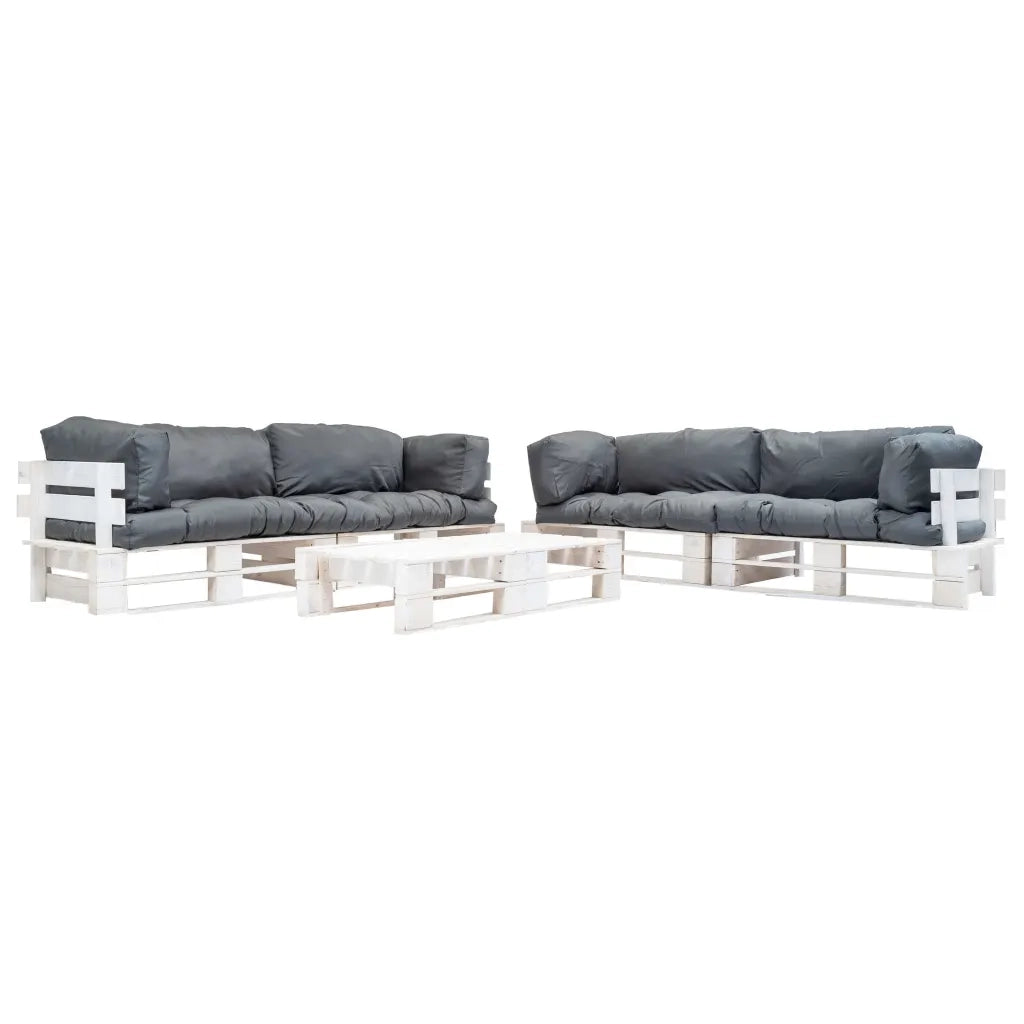 Set Divani da Giardino Pallet 6 pz con Cuscini Grigi in Legno cod mxl 49884