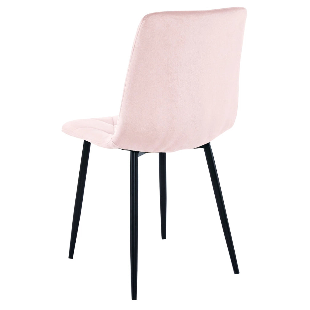 Set di 2 sedie Libra in velluto rosa chiaro con gambe nere