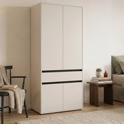 Armadio Camera da Letto Vimercati, Guardaroba Grande 3 Ripiani, 93x210.5h cm Bianco