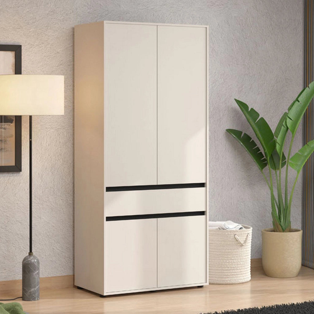Armadio Camera da Letto Vimercati, Guardaroba Grande 3 Ripiani, 93x210.5h cm Bianco