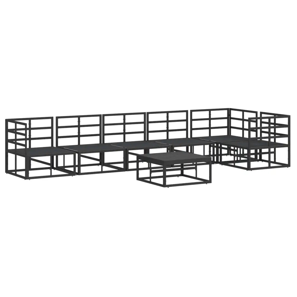 Set Divano da Giardino con cuscino 7 pcs Nero Alluminio 3378869