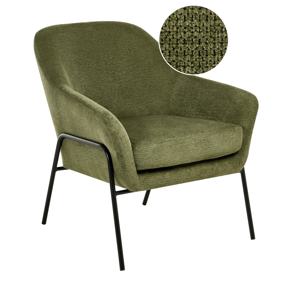 Poltrona verde con rivestimento in poliestere e struttura in metallo Moderno
