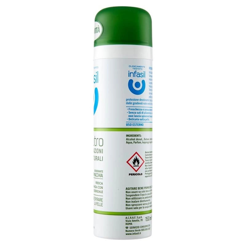 INFASIL DEODORANTE SPRAY NEUTRO SENSAZIONI NATURALI CON OLIO ESSENZIALE 150 ML