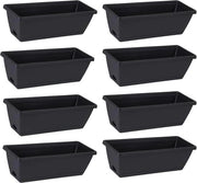 Set di contenitori per piante di orto in plastica rettangolari - 8 pezzi - 43 cm - con foro di drenaggio - nero