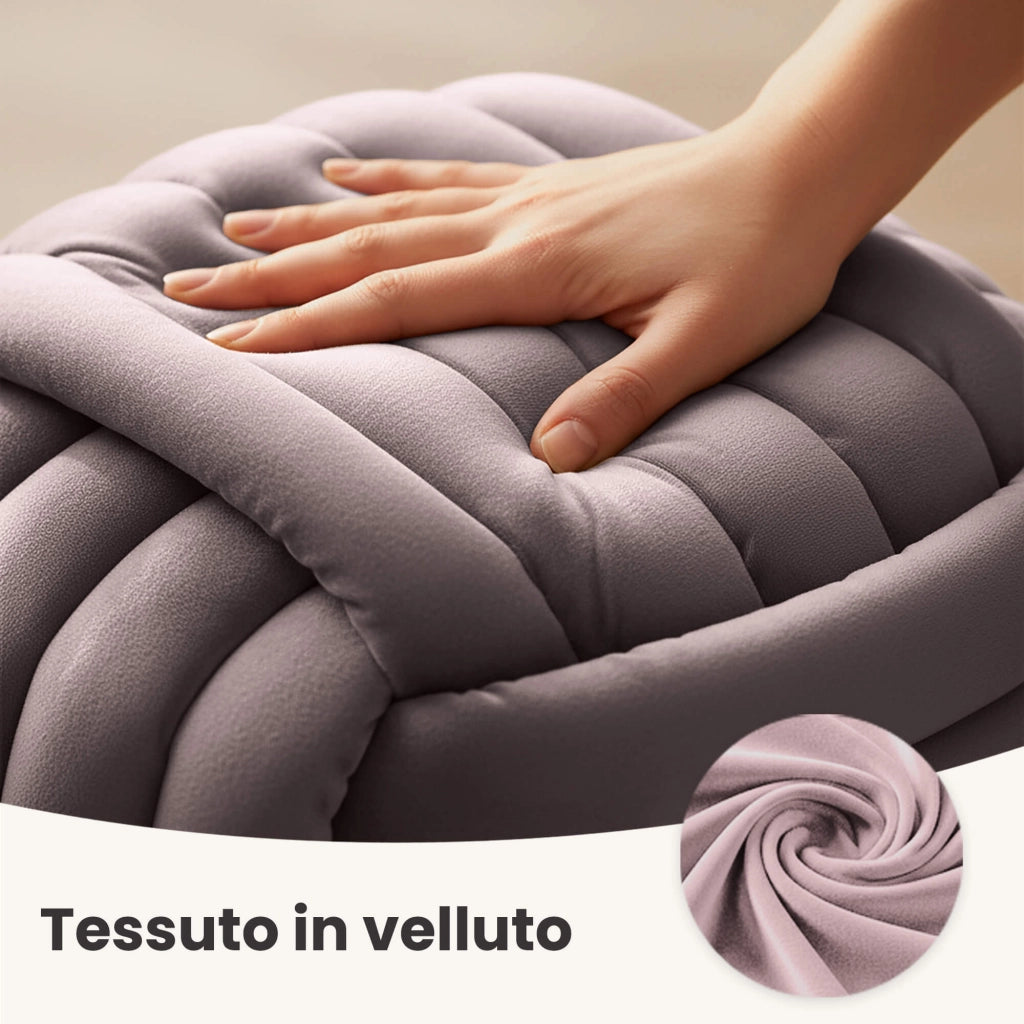 Pouf annodato in velluto 53 cm NILO Rosa Polvere