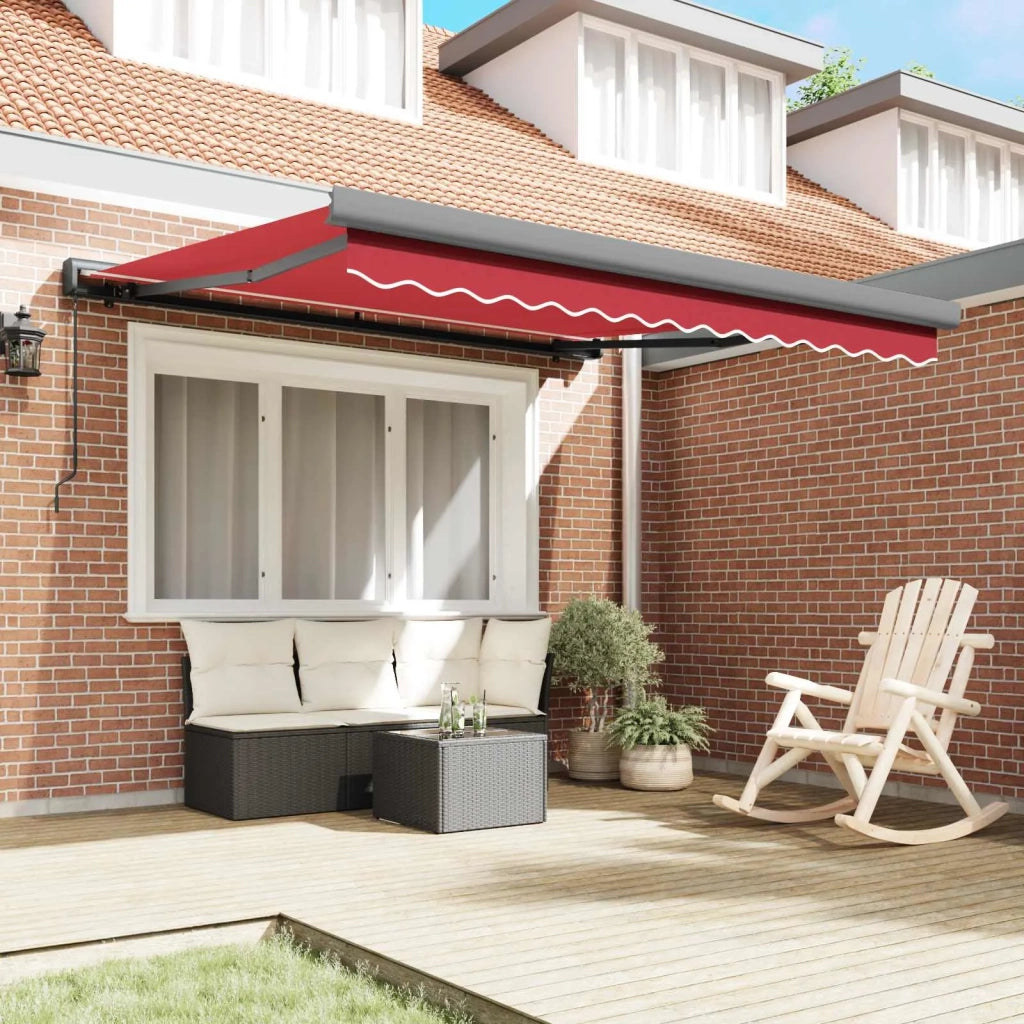 Tenda Retrattile Rosso 350 x 250 cm Tessuto e Metallo 3330443