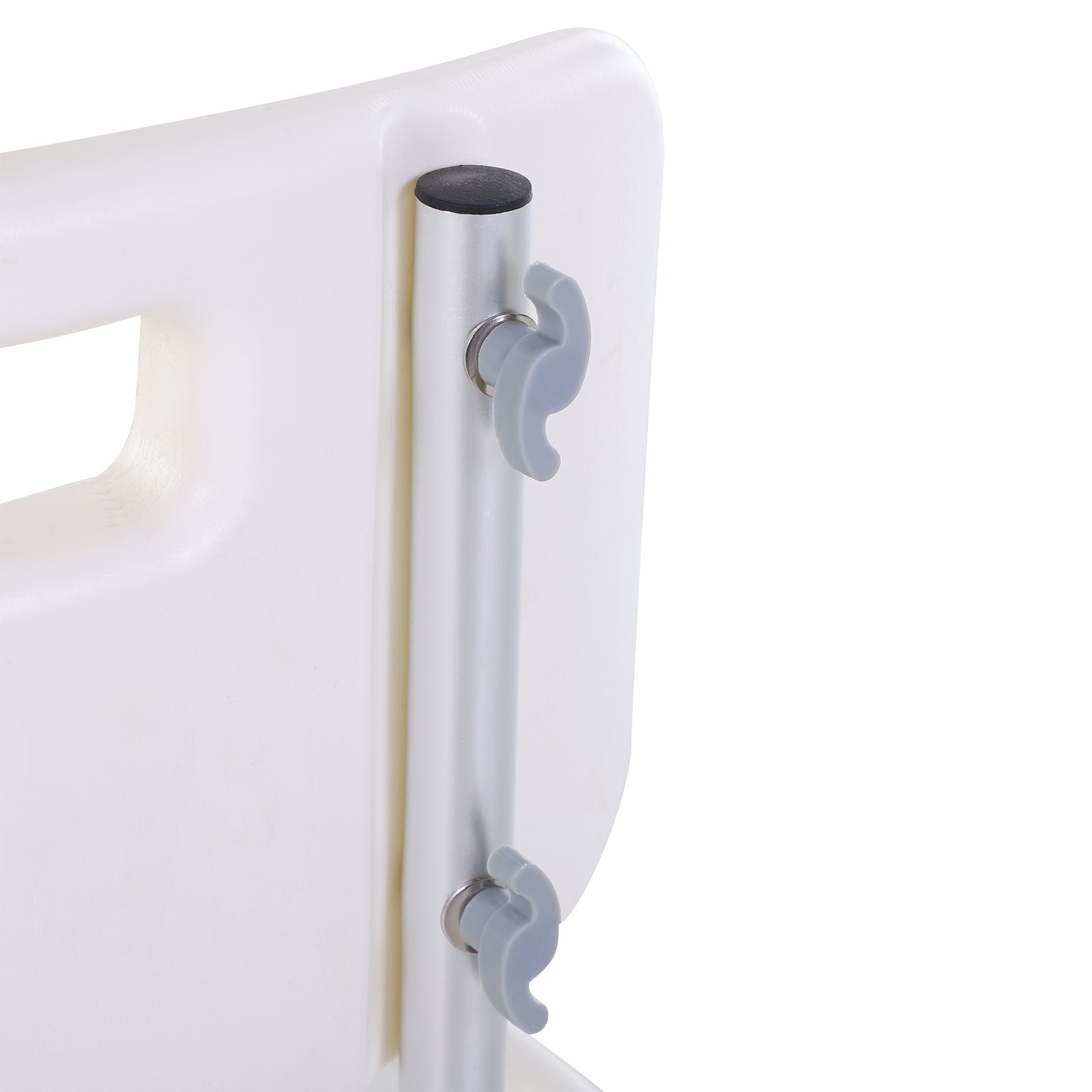 Sedia da Doccia Regolabile su 8 Livelli con Fori di Drenaggio in Alluminio e PE Bianco e Argento